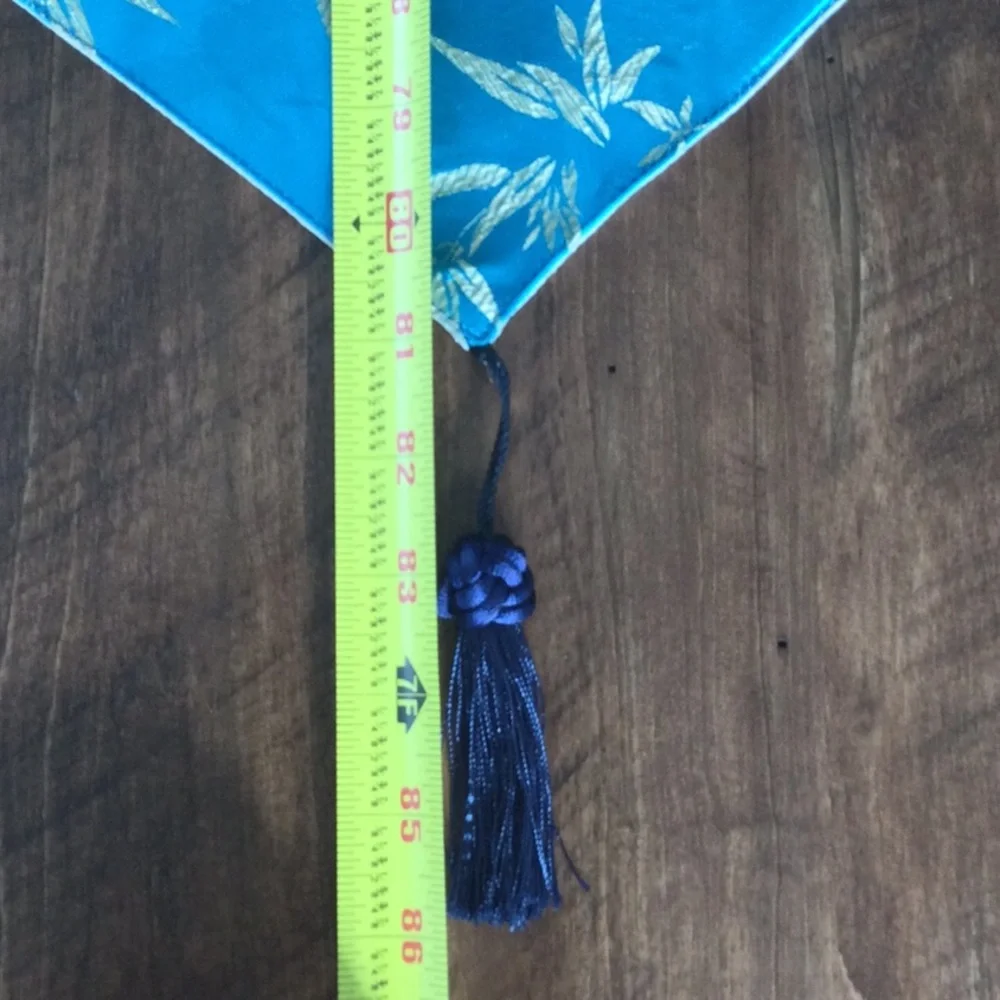NEW Table Runner Aqua Blue with gold shimmery designs.